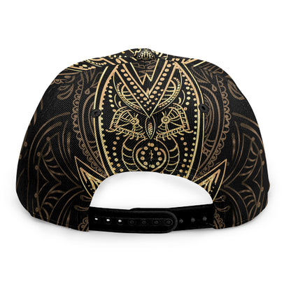 Gold Om Lotus Print Snapback Cap