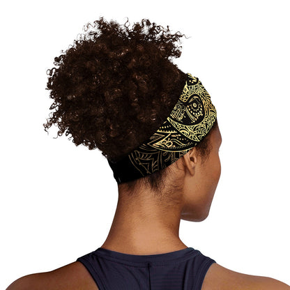 Gold Om Lotus Print Sports Headband