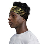 Gold Om Lotus Print Sports Headband