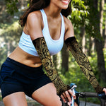Gold Om Lotus Print Sun Protection Arm Sleeves