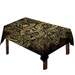 Gold Om Lotus Print Tablecloth