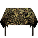 Gold Om Lotus Print Tablecloth
