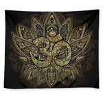 Gold Om Lotus Print Tapestry