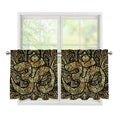 Gold Om Lotus Print Tier Curtains