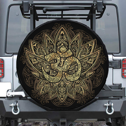 Gold Om Lotus Print Tire Cover