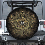 Gold Om Lotus Print Tire Cover With Camera Hole