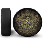 Gold Om Lotus Print Tire Cover With Camera Hole