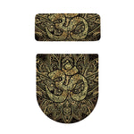 Gold Om Lotus Print Toilet Lid And Tank Cover Set