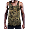Gold Om Lotus Print Men's Workout Tank Top