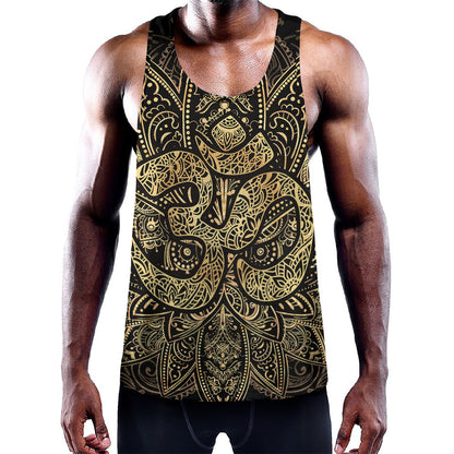 Gold Om Lotus Print Training Tank Top