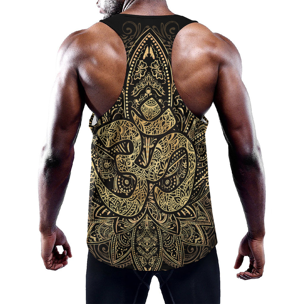 Gold Om Lotus Print Training Tank Top
