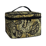 Gold Om Lotus Print Travel Makeup Bag