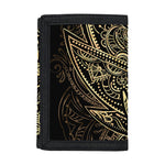 Gold Om Lotus Print Trifold Wallet