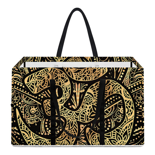 Gold Om Lotus Print Utility Tote Bag