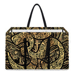 Gold Om Lotus Print Utility Tote Bag