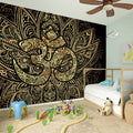 Gold Om Lotus Print Wall Sticker