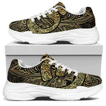 Gold Om Lotus Print White Chunky Shoes