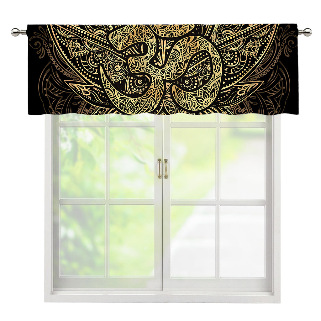 Gold Om Lotus Print Window Valance