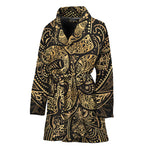 Gold Om Lotus Print Women's Bathrobe