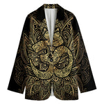 Gold Om Lotus Print Women's Blazer