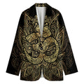 Gold Om Lotus Print Women's Cotton Blazer