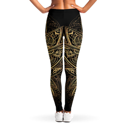 Gold Om Lotus Print Women's Leggings