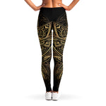 Gold Om Lotus Print Women's Leggings