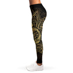 Gold Om Lotus Print Women's Leggings