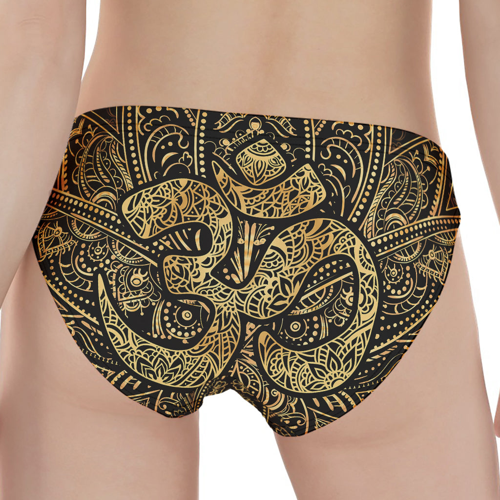 Gold Om Lotus Print Women's Panties