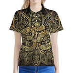 Gold Om Lotus Print Women's Polo Shirt