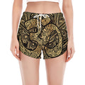 Gold Om Lotus Print Women's Split Running Shorts