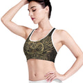 Gold Om Lotus Print Women's Sports Bra