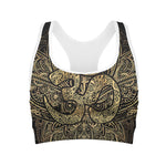 Gold Om Lotus Print Women's Sports Bra