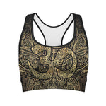 Gold Om Lotus Print Women's Sports Bra