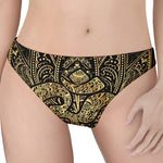 Gold Om Lotus Print Women's Thong