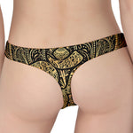 Gold Om Lotus Print Women's Thong