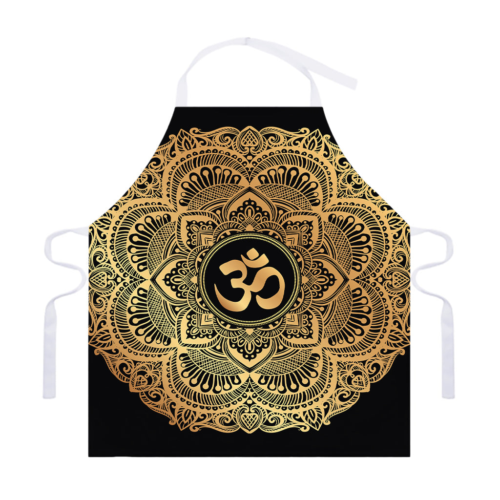 Gold Om Mandala Print Adjustable Apron