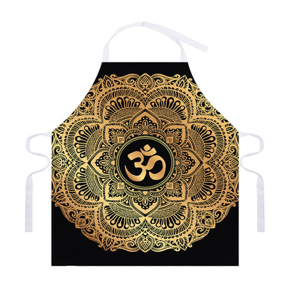 Gold Om Mandala Print Adjustable Apron