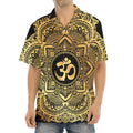 Gold Om Mandala Print Aloha Shirt
