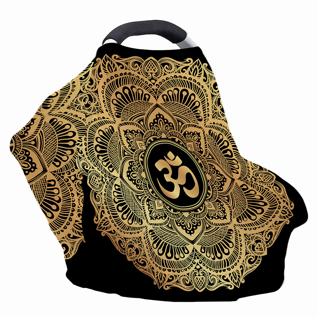 Gold Om Mandala Print Baby Seat Cover