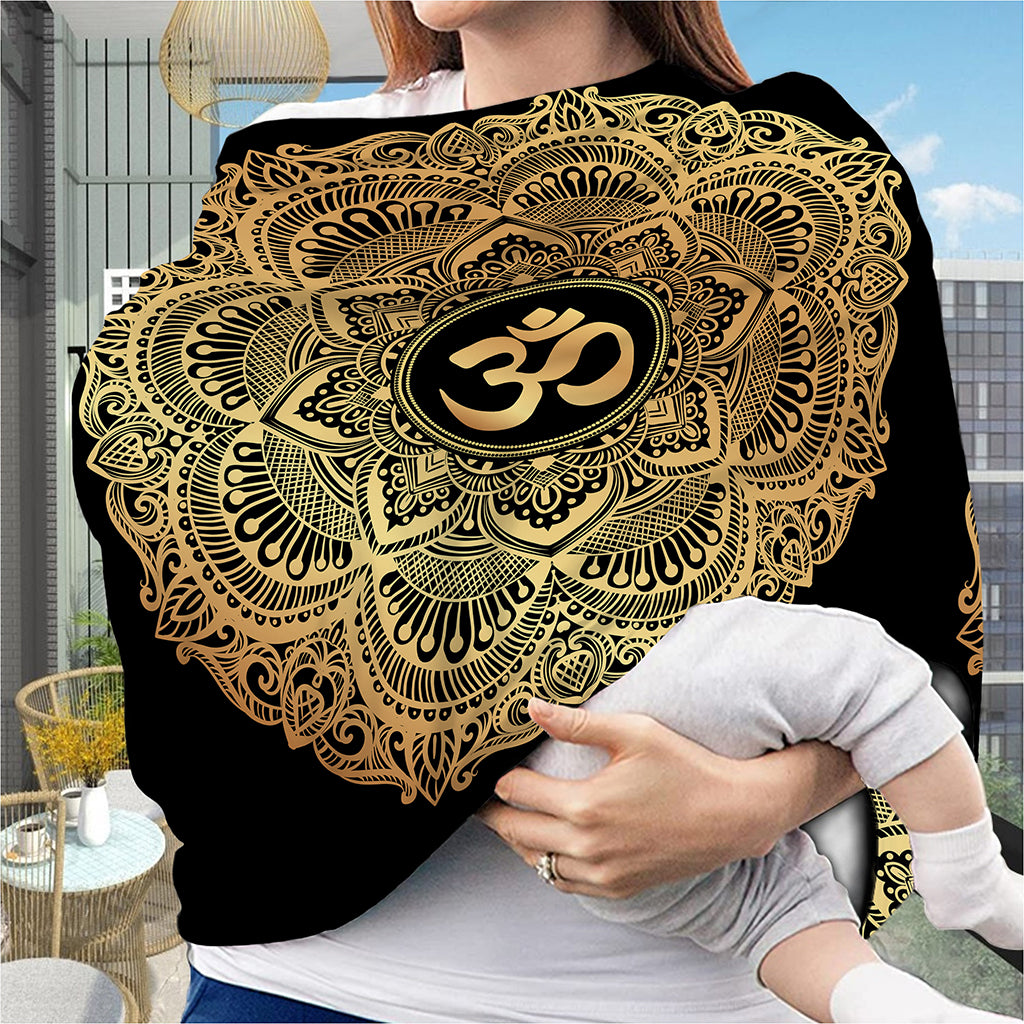Gold Om Mandala Print Baby Seat Cover