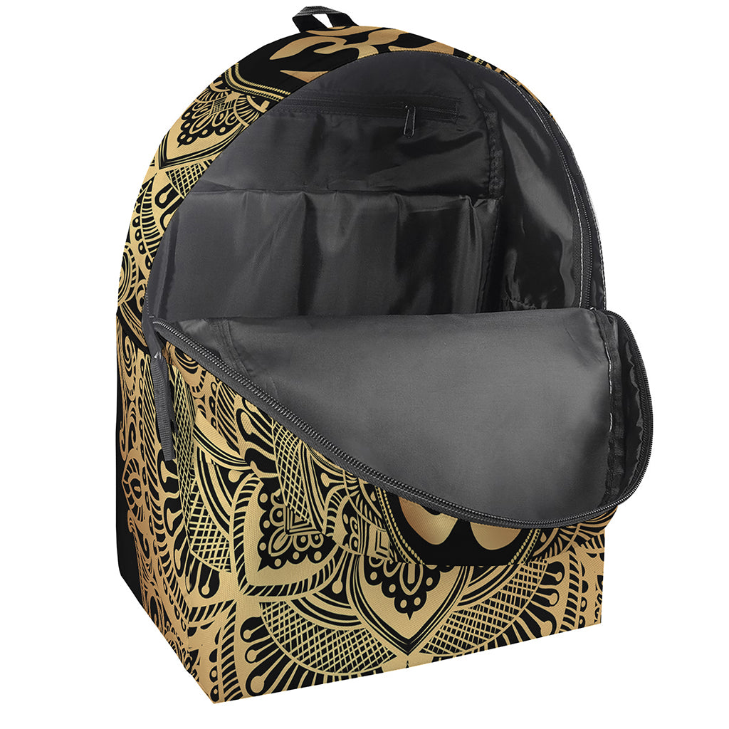 Gold Om Mandala Print Backpack