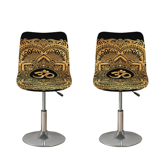 Gold Om Mandala Print Bar Stool Covers