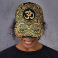Gold Om Mandala Print Baseball Cap