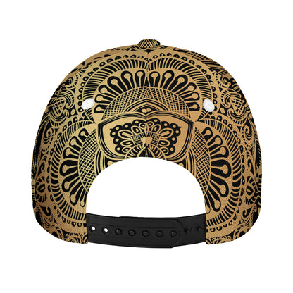 Gold Om Mandala Print Baseball Cap