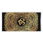 Gold Om Mandala Print Beach Towel
