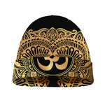 Gold Om Mandala Print Beanie