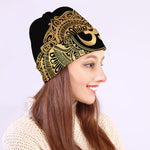 Gold Om Mandala Print Beanie