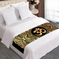 Gold Om Mandala Print Bed Runner