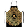 Gold Om Mandala Print Bib Apron With Pocket